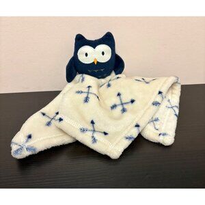 Plush Owl Baby Security Blanket Lovey By HB Beige With Blue Arrow Design
